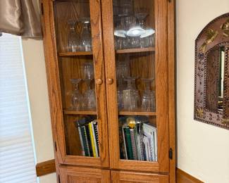 Vintage Solid Wooden Corner Hutch with storage. Great for tight spaces 