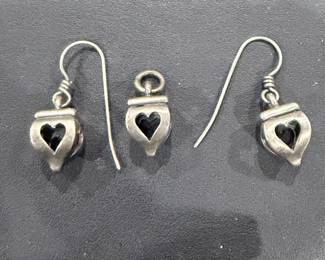 Retired James Avery Heart earrings and pendant