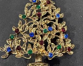 Vintage RJ Graziano Christmas tree brooch