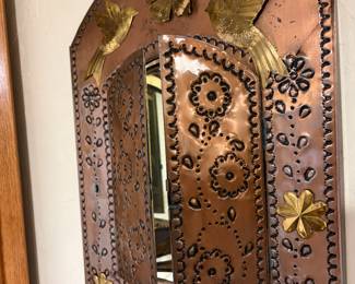 Copper Hammered Spanish style wall decor with hidden mirror 