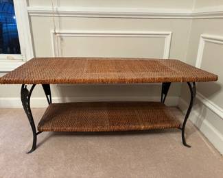 26 80.00 Wicker coffee table & iron 42Wx21Dx17H (2 available)