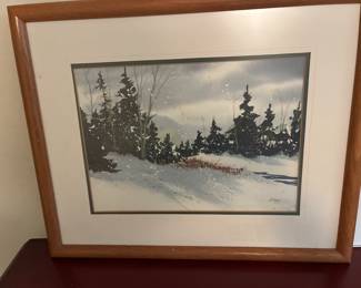 49 75.00 Snow scene signed Stroppel 21x17