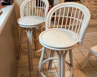 37 120.00 Bamboo white barstools (3) 30H to the seat.