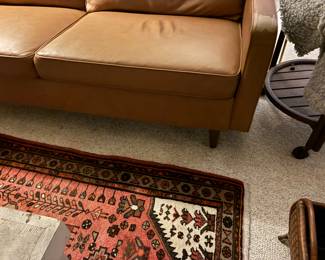 42 250.00 Caramel leatherette Sofa 70Wx31Dx32H with slight damage