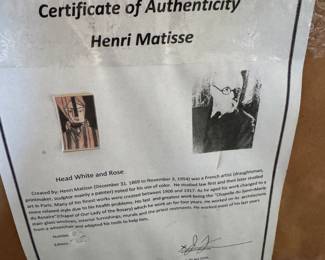 $275 -Henri Mattisse limited edition headed white and rose 3/500