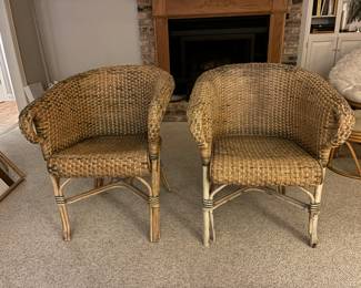 48 $110 set Pair of rounded back wicker chairs