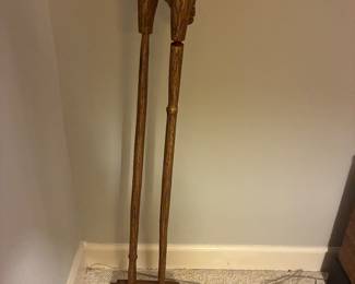 43 $60 Wood crane gold lame 58"H