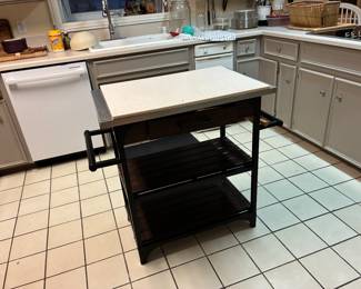 31 90.00 Kitchen island 32x19x34 with stainless top & drawer
