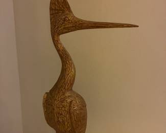 43 $60 Wood crane gold lame 58"H