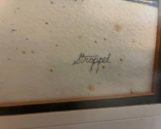 49 75.00 Snow scene signed Stroppel 21x17