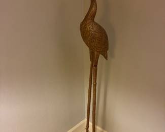 43 $60 Wood crane gold lame 58"H