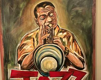 78 380.00 Folk Art Jazz painting 40x50 signed Relee