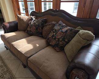 Leather & fabric sofa