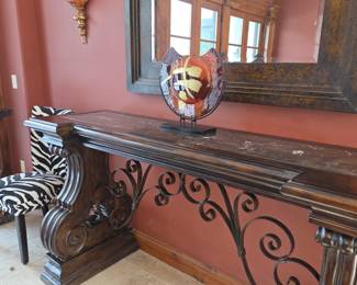 Wall table w/marble top inset