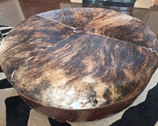 Cowhide round ottoman