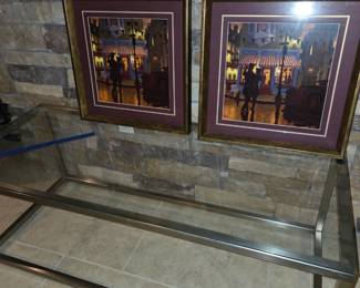 Chrome and glass coffee table