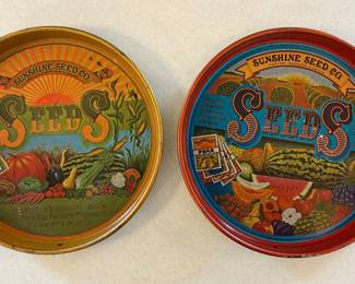Vintage Metal Seed Trays / Advertising 