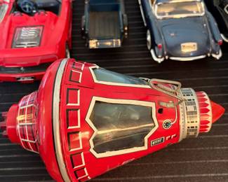 Vintage 9” Tin Toy Space Shuttle Litho Rocket “Friend Ship 7” Friction Car 🚀 