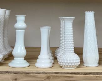 Large Selection of Milk Glass Pieces 