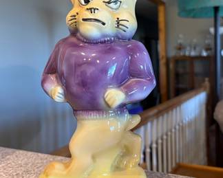 Vintage Kansas State Purple Power Whiskey Decanter KSU “Willie The Wildcat” Bourbon Early 1970’s