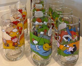Lot Of 9 Vintage 1965-1971 Camp Snoopy McDonalds PEANUTS Collection Drinking Glass