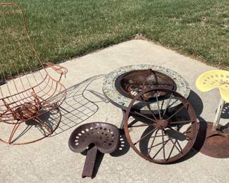 Vintage Mid Century Modern Wire Swivel Patio Rocker Lounge Chair Homecrest MCM • Wagon Wheels • Tractor Seats 