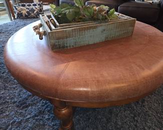 Round leather ottoman/coffee table