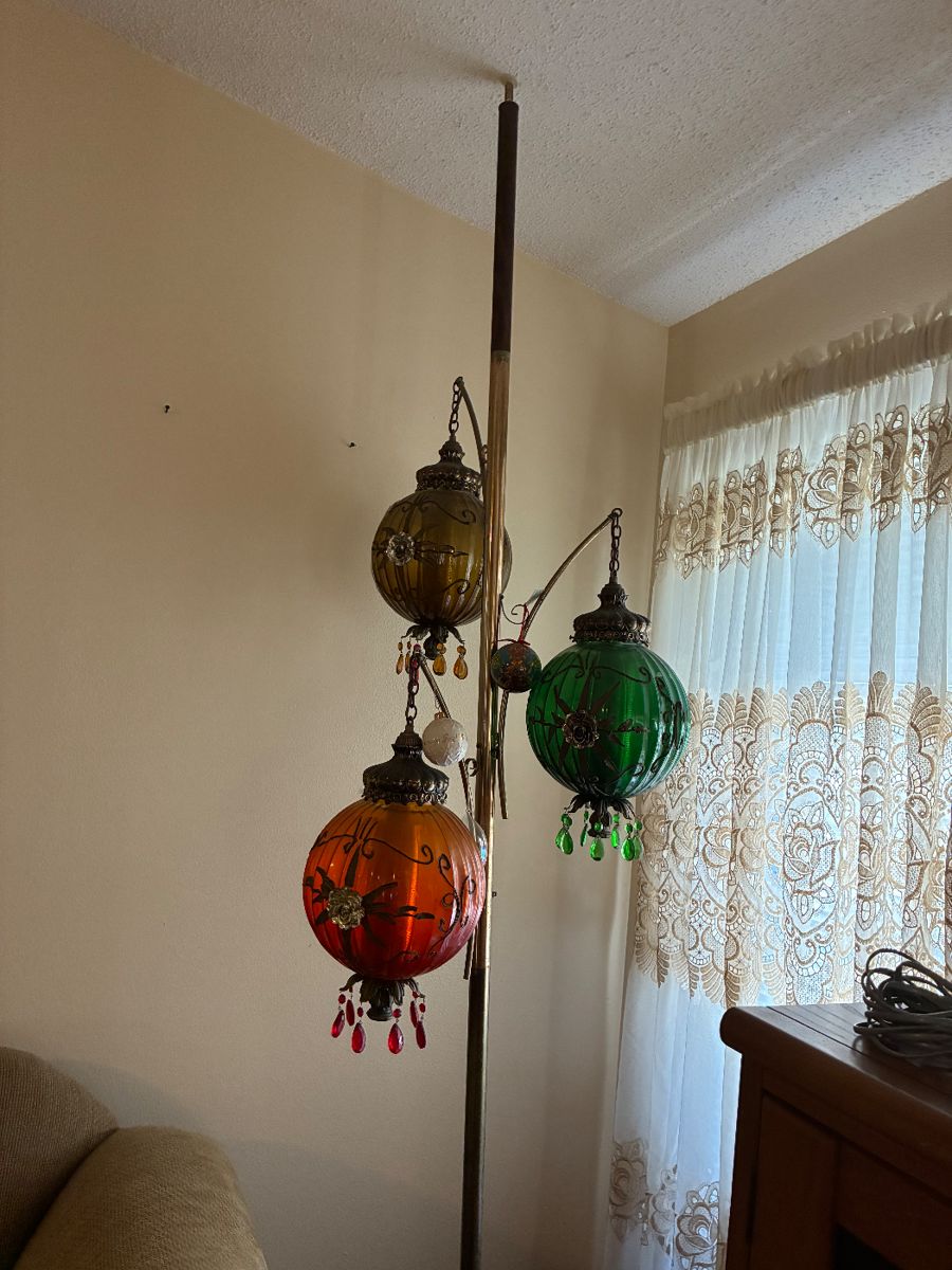 MCM 3 painted glass globe Floor Lamp   