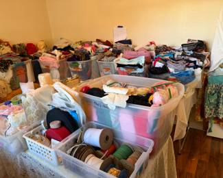 A Lot of Material!!and yarns, threads and laces 