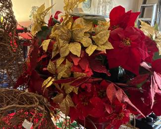 Christmas wagon of floral arrangements 