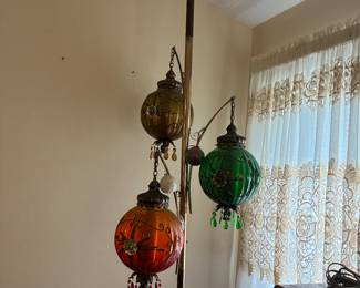 MCM 3 painted glass globe Floor Lamp   