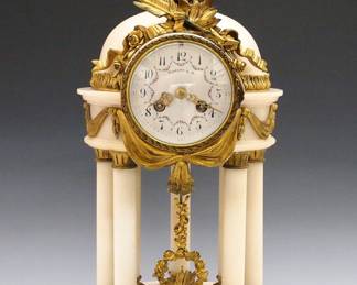 French Marble Colonnade clock retailed by Tiffany & Co., New York