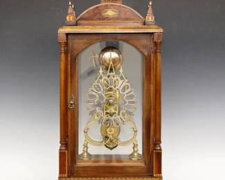 English Skeleton clock in a Mahogany case
