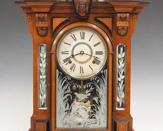 Gilbert Amphion Model Walnut Victorian Parlor Clock