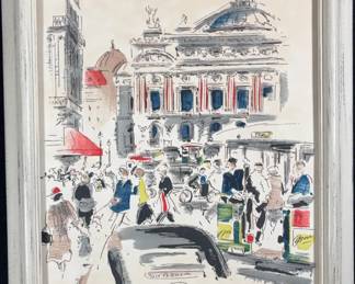Framed Paris Opera Art Print Signed LOpera Scene