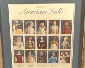 Framed Sheet of 15 Classic American Dolls 32 Cents US Postage Stamps