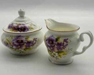 English fine bone china sugar bowl and creamer set