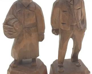 Pair of wooden art figurines by Carin