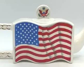 Vintage Patriotic American Flag Teapot International Flag by Seymour Mann
