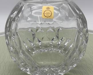 A vintage Nachtmann handcut lead crystal bowl with faceted detailing.