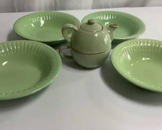 Green Bowl Set by Royal Norfolk Pier 1 Imports sage green Tea For 1 