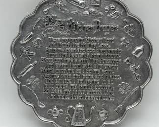 Decorative Pewter Wall Plaque with Kitchen Prayer Text