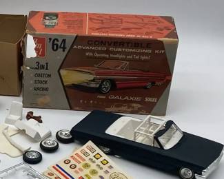 Vintage AMT 1964 Ford Galaxie 500XL Convertible Model Kit Partially Assembled