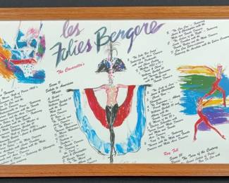 Original Mixed Media Dance Artwork, Les Folies Bergre, Signed