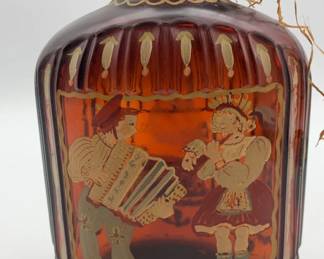 Vintage Continental Studios Hollywood HandPainted Glass Decanter