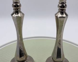 Pair of Tall SilverTone Candlesticks