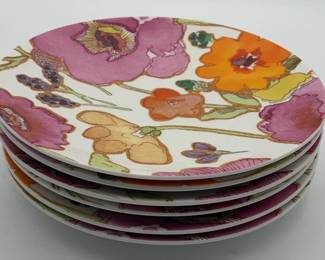 A set of six Lenox Floral Fusion plates with a watercolor floral design