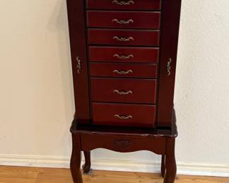 Queen Anne Style Jewelry Armoire with Mirror