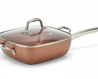 Copper Chef 9.5" Square Pan with Lid and Steamer Basket