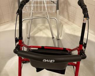 Drive Medical Folding Rollator Walker with 6-inch Wheels and Seat